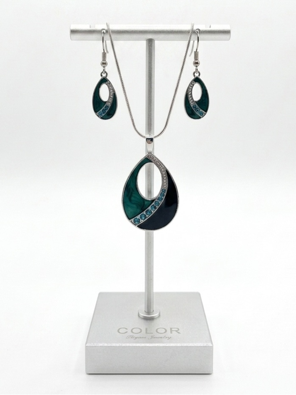 Teardrop Pendant Necklace & Earrings Set